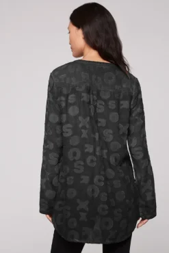 Damen CAMP DAVID & SOCCX Bluse Oil Dyed mit Intarsia-Muster