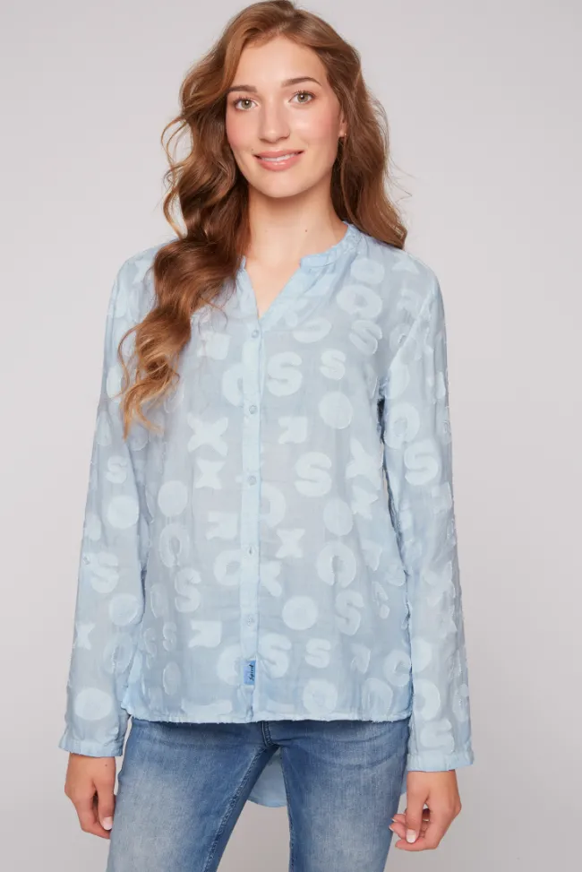 Damen CAMP DAVID & SOCCX Bluse Oil Dyed mit Intarsia-Muster cool blue