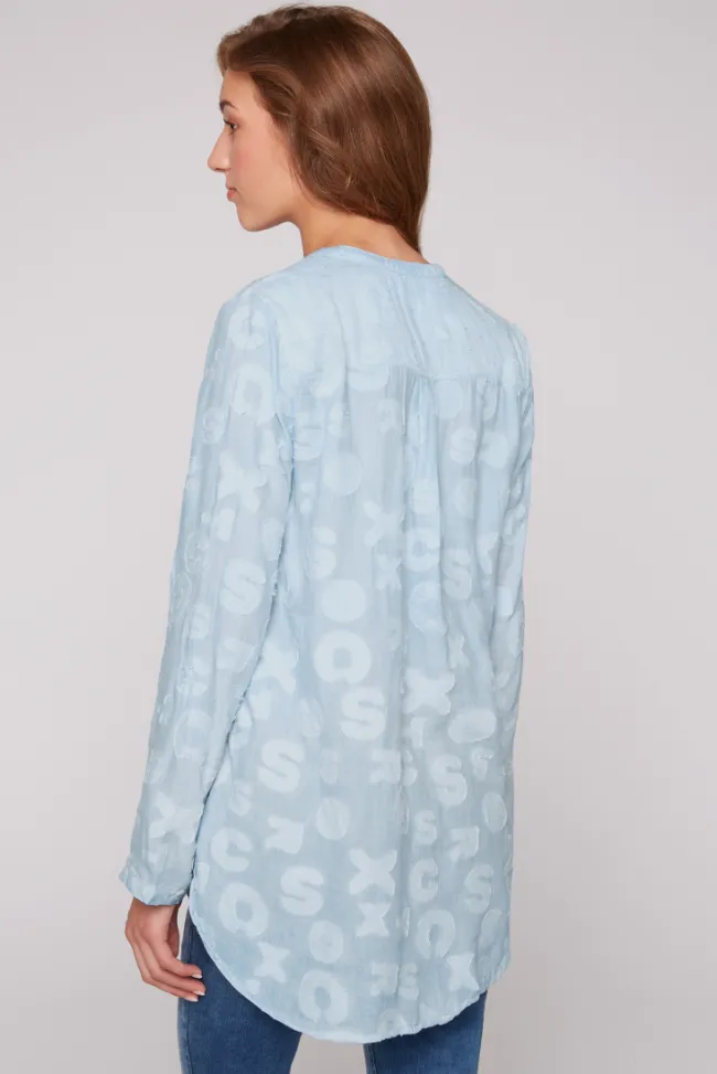 Damen CAMP DAVID & SOCCX Bluse Oil Dyed mit Intarsia-Muster cool blue