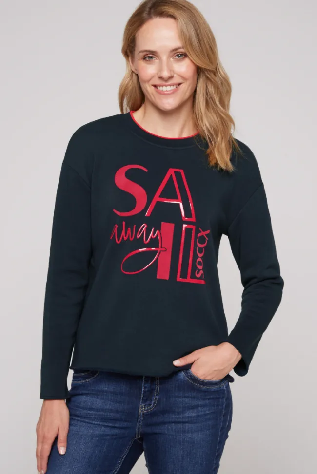 Damen CAMP DAVID & SOCCX Bonded Sweatshirt mit Glossy-Print blue navy