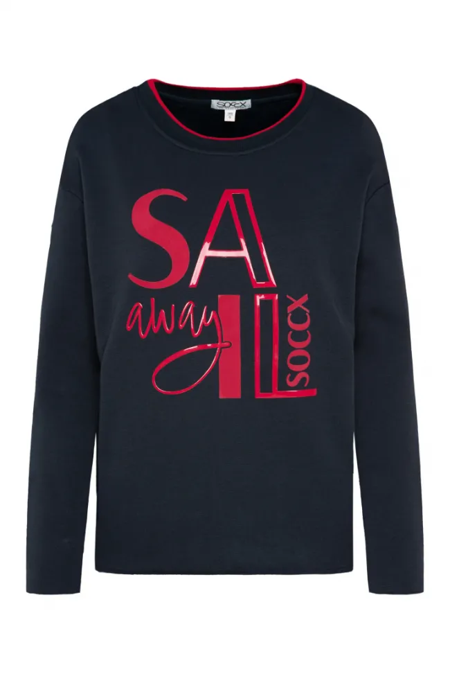 Damen CAMP DAVID & SOCCX Bonded Sweatshirt mit Glossy-Print blue navy