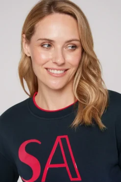 Damen CAMP DAVID & SOCCX Bonded Sweatshirt mit Glossy-Print blue navy