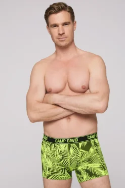 Herren CAMP DAVID & SOCCX Boxershorts mit All Over Print, 2er-Pack aqua / neon lime