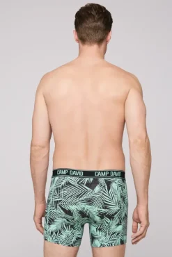Herren CAMP DAVID & SOCCX Boxershorts mit All Over Print, 2er-Pack aqua / neon lime