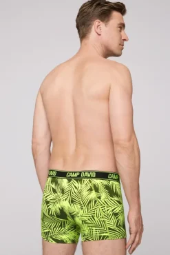 Herren CAMP DAVID & SOCCX Boxershorts mit All Over Print, 2er-Pack aqua / neon lime