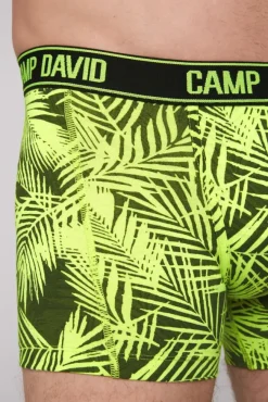 Herren CAMP DAVID & SOCCX Boxershorts mit All Over Print, 2er-Pack aqua / neon lime