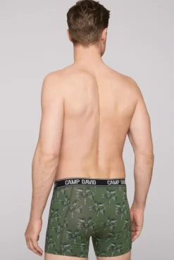 Herren CAMP DAVID & SOCCX Boxershorts mit All Over Print, 2er-Pack khaki / aqua
