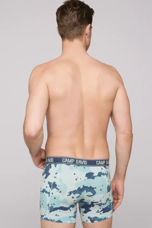 Herren CAMP DAVID & SOCCX Boxershorts mit All Over Print, 2er-Pack light blue / anthra