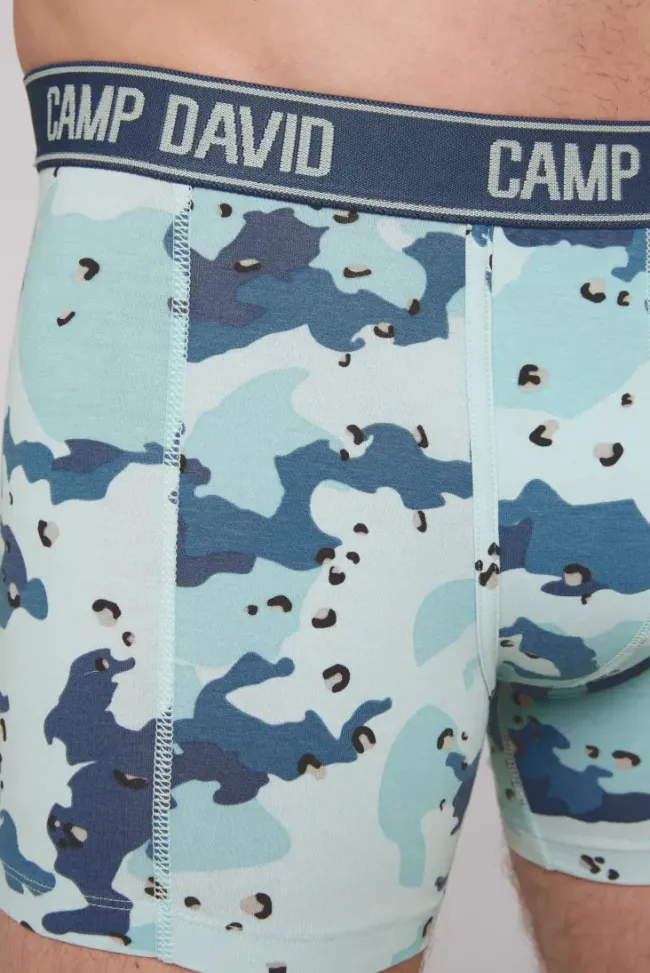 Herren CAMP DAVID & SOCCX Boxershorts mit All Over Print, 2er-Pack light blue / anthra