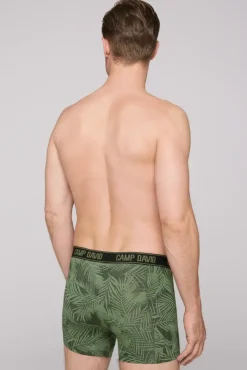 Herren CAMP DAVID & SOCCX Boxershorts mit All Over Print, 2er-Pack khaki / sky blue