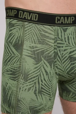 Herren CAMP DAVID & SOCCX Boxershorts mit All Over Print, 2er-Pack khaki / sky blue