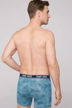 Herren CAMP DAVID & SOCCX Boxershorts mit All Over Print, 2er-Pack khaki / sky blue