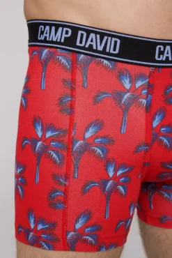 Herren CAMP DAVID & SOCCX Boxershorts mit All Over Print, 2er-Pack surf grey / red