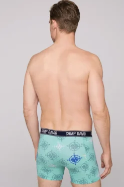 Herren CAMP DAVID & SOCCX Boxershorts mit All Over Print, 2er-Pack blue navy / sun aqua
