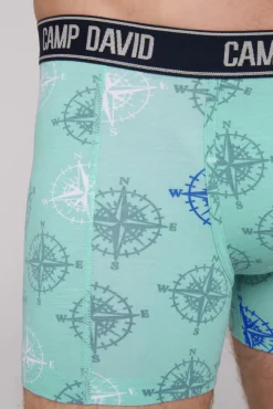 Herren CAMP DAVID & SOCCX Boxershorts mit All Over Print, 2er-Pack blue navy / sun aqua