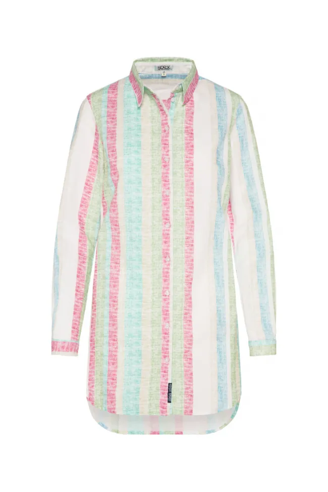 Damen CAMP DAVID & SOCCX Bunt gestreifte Leinenbluse multi color