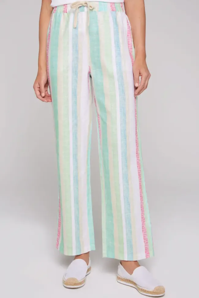 Damen CAMP DAVID & SOCCX Bunt gestreifte Leinenhose multi color