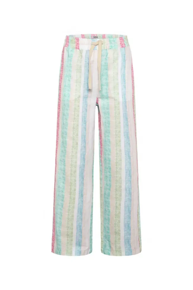 Damen CAMP DAVID & SOCCX Bunt gestreifte Leinenhose multi color