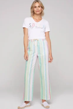 Damen CAMP DAVID & SOCCX Bunt gestreifte Leinenhose multi color
