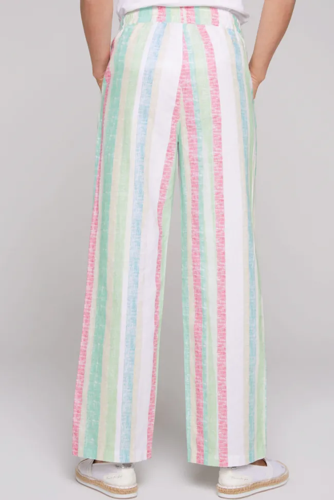 Damen CAMP DAVID & SOCCX Bunt gestreifte Leinenhose multi color