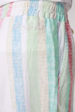 Damen CAMP DAVID & SOCCX Bunt gestreifte Leinenhose multi color
