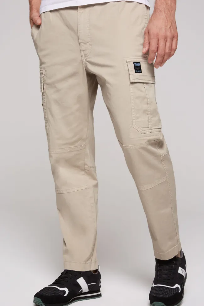 Herren CAMP DAVID & SOCCX Cargohose mit Klappentaschen neutral beige