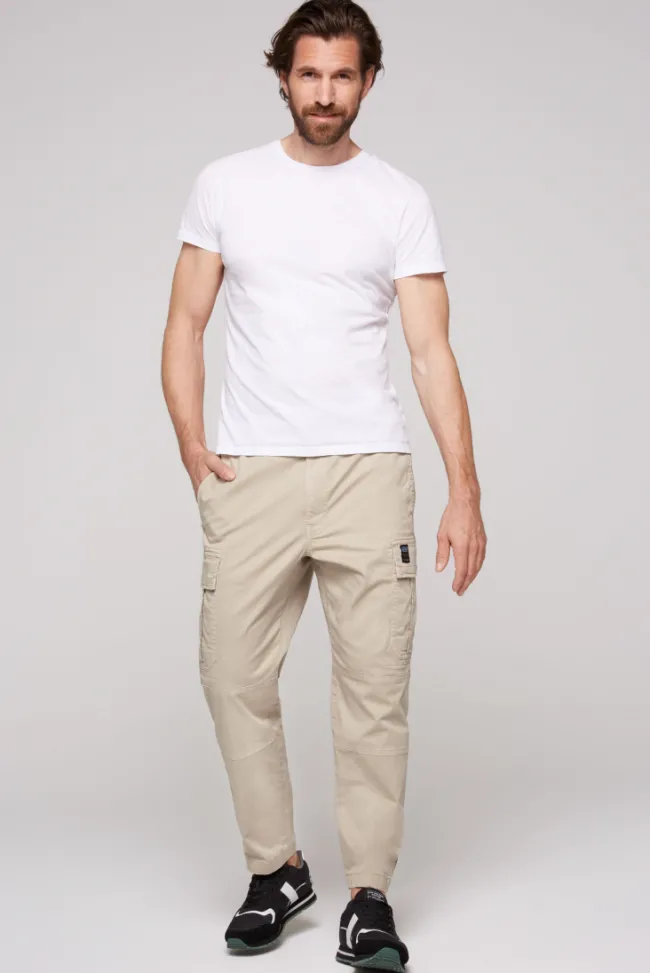 Herren CAMP DAVID & SOCCX Cargohose mit Klappentaschen neutral beige