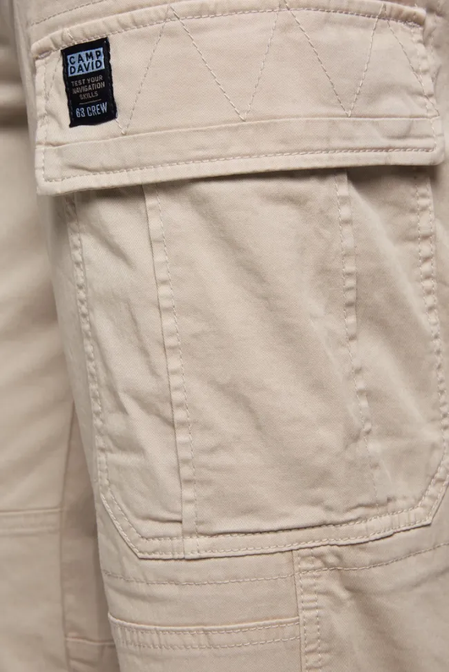 Herren CAMP DAVID & SOCCX Cargohose mit Klappentaschen neutral beige