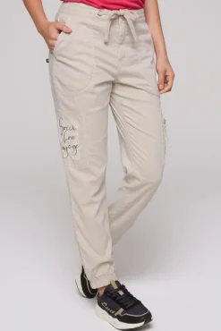 Damen CAMP DAVID & SOCCX Cargohose mit Print Artwork stone beige