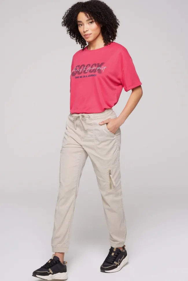 Damen CAMP DAVID & SOCCX Cargohose mit Print Artwork stone beige