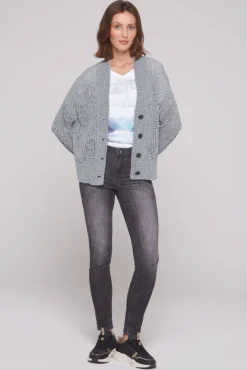 Damen CAMP DAVID & SOCCX Chenille-Cardigan mit Strickmuster cold grey