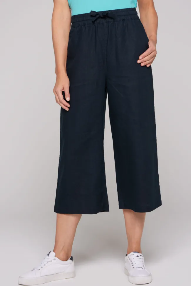 Damen CAMP DAVID & SOCCX Culotte aus Leinen mit Elastikbund blue navy
