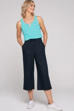 Damen CAMP DAVID & SOCCX Culotte aus Leinen mit Elastikbund blue navy