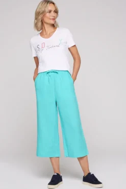 Damen CAMP DAVID & SOCCX Culotte aus Leinen mit Elastikbund lagoon blue