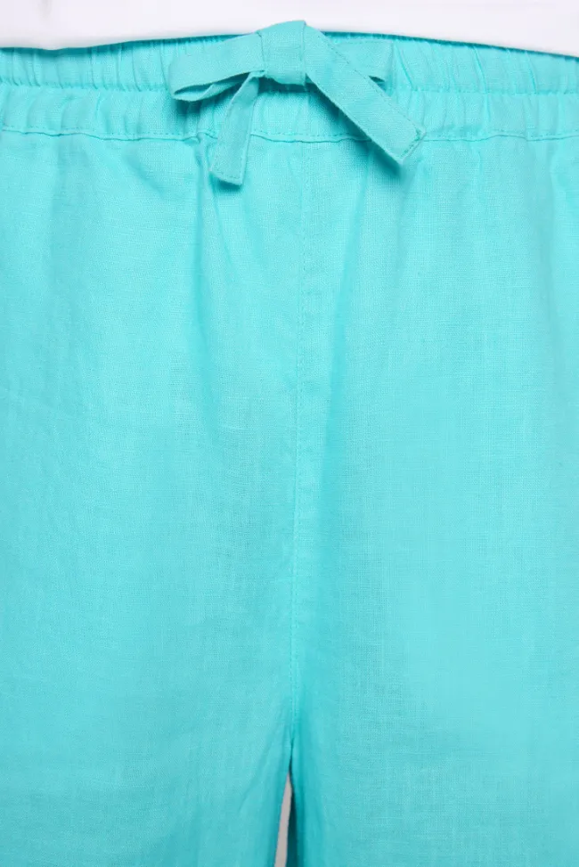 Damen CAMP DAVID & SOCCX Culotte aus Leinen mit Elastikbund lagoon blue