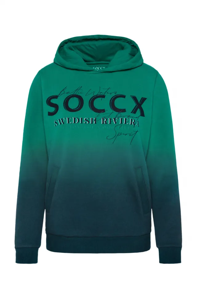 Damen CAMP DAVID & SOCCX Dip Dye Hoodie mit Logo Print bottle green