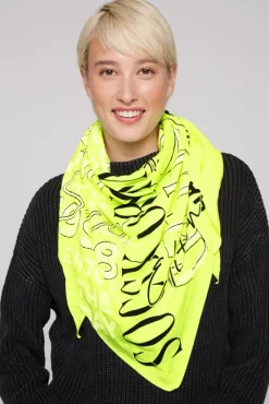 Damen CAMP DAVID & SOCCX Dreieckstuch im Materialmix mit Artwork yellow lime