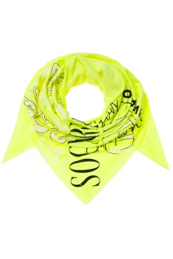 Damen CAMP DAVID & SOCCX Dreieckstuch im Materialmix mit Artwork yellow lime
