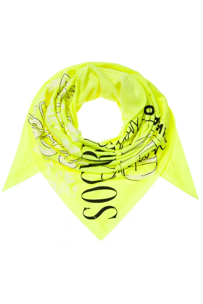 Damen CAMP DAVID & SOCCX Dreieckstuch im Materialmix mit Artwork yellow lime