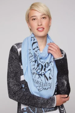 Damen CAMP DAVID & SOCCX Dreieckstuch im Materialmix mit Artwork cool blue