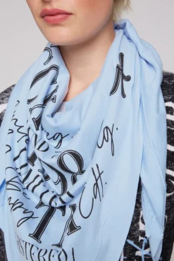 Damen CAMP DAVID & SOCCX Dreieckstuch im Materialmix mit Artwork cool blue