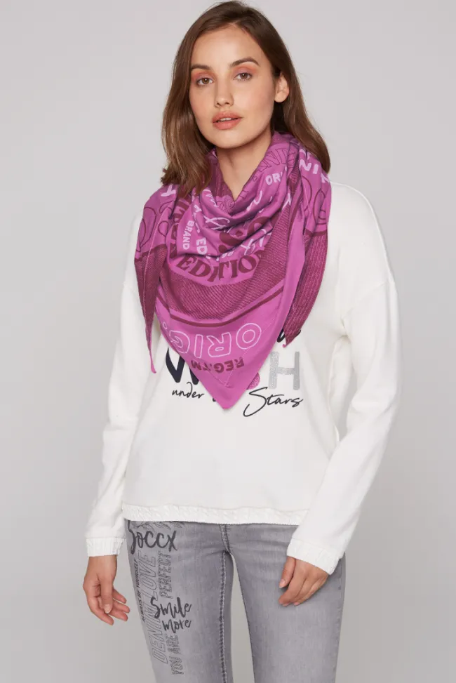 Damen CAMP DAVID & SOCCX Dreieckstuch im Materialmix mit Artwork iced berry