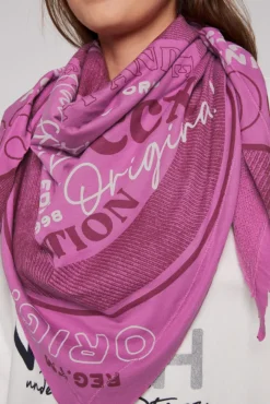 Damen CAMP DAVID & SOCCX Dreieckstuch im Materialmix mit Artwork iced berry