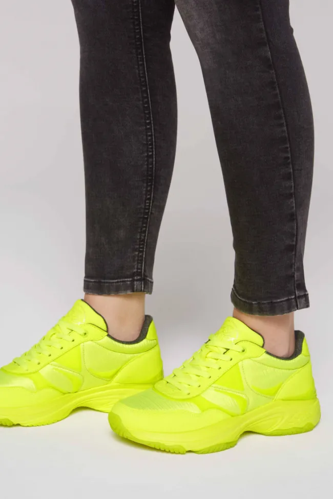 Damen CAMP DAVID & SOCCX Fashion Sneaker im tonigen Materialmix neon lime