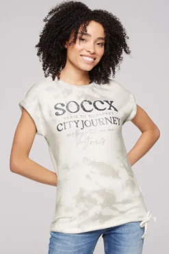Damen CAMP DAVID & SOCCX Flauschstrick-Shirt mit Glitter Logo