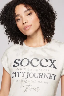 Damen CAMP DAVID & SOCCX Flauschstrick-Shirt mit Glitter Logo