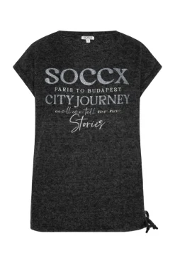 Damen CAMP DAVID & SOCCX Flauschstrick-Shirt mit Glitter Logo