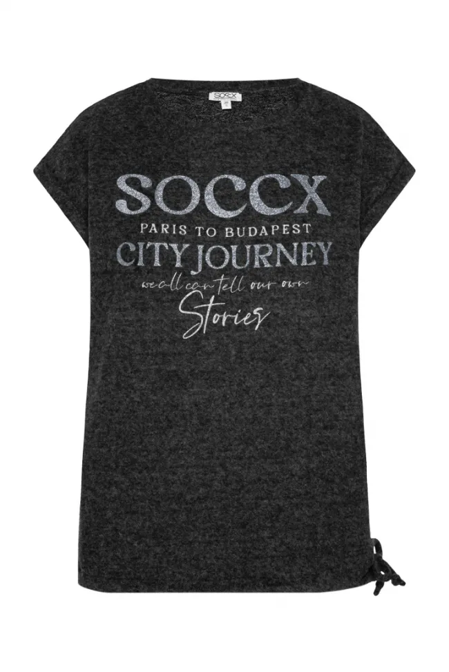 Damen CAMP DAVID & SOCCX Flauschstrick-Shirt mit Glitter Logo