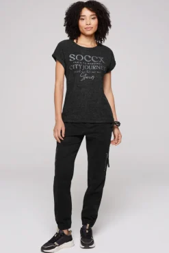 Damen CAMP DAVID & SOCCX Flauschstrick-Shirt mit Glitter Logo