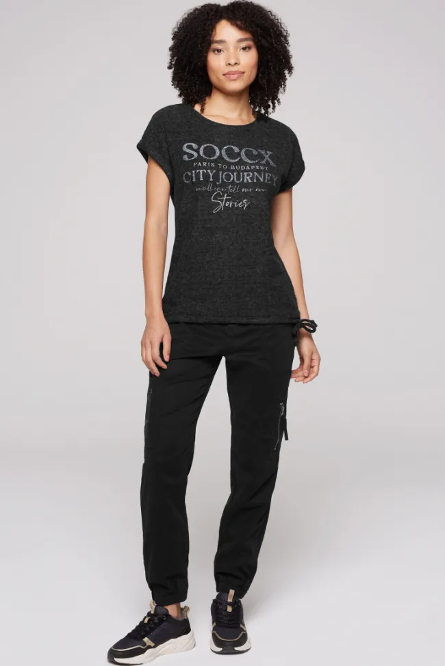 Damen CAMP DAVID & SOCCX Flauschstrick-Shirt mit Glitter Logo